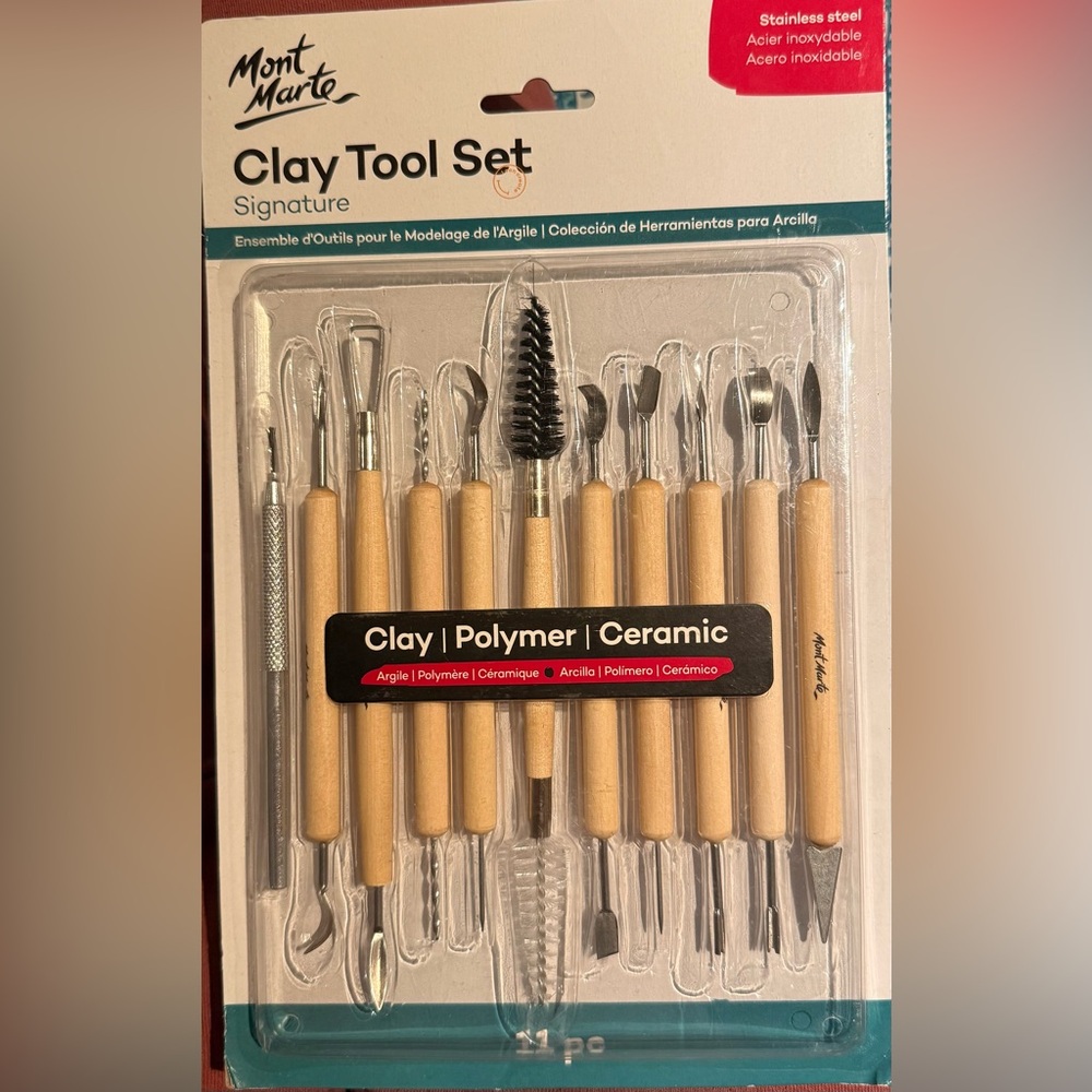 Double-Ended Clay Tool Set with Texturing Brush